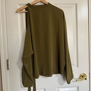 Robert Rodriguez Olive Green 100% Silk one shoulder open Top